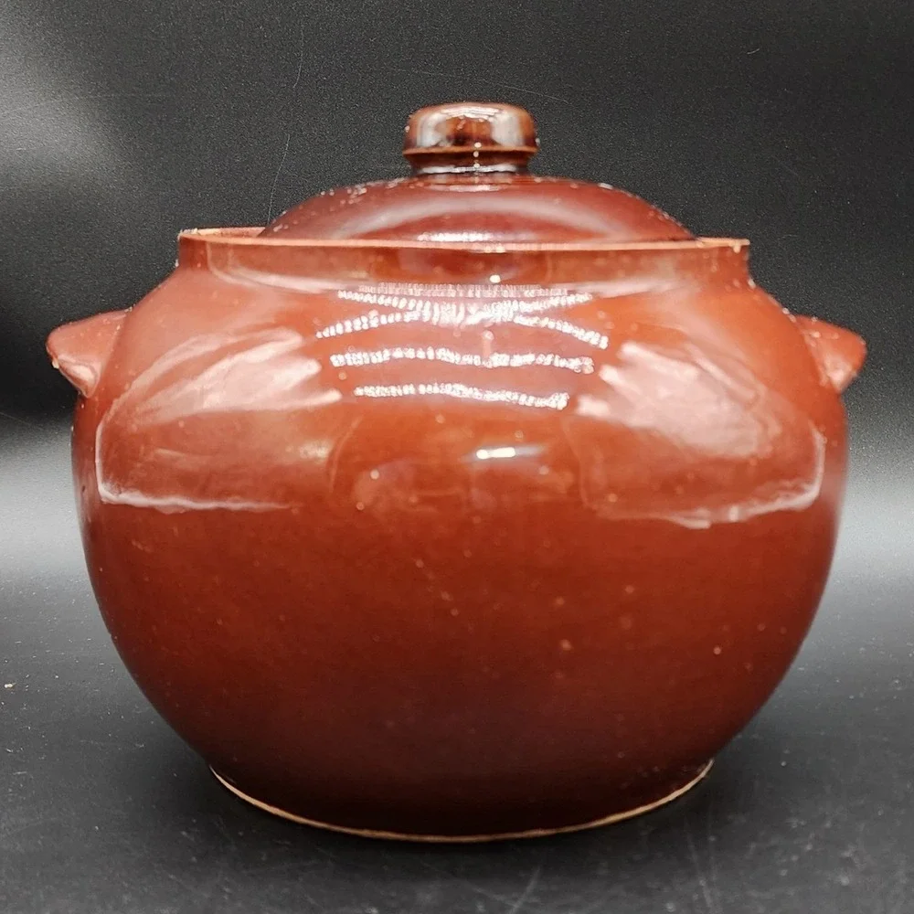 Watt 76 Brown Pottery Bean Pot Lid USA Oven Ware Vintage Farmhouse Kitchen Decor